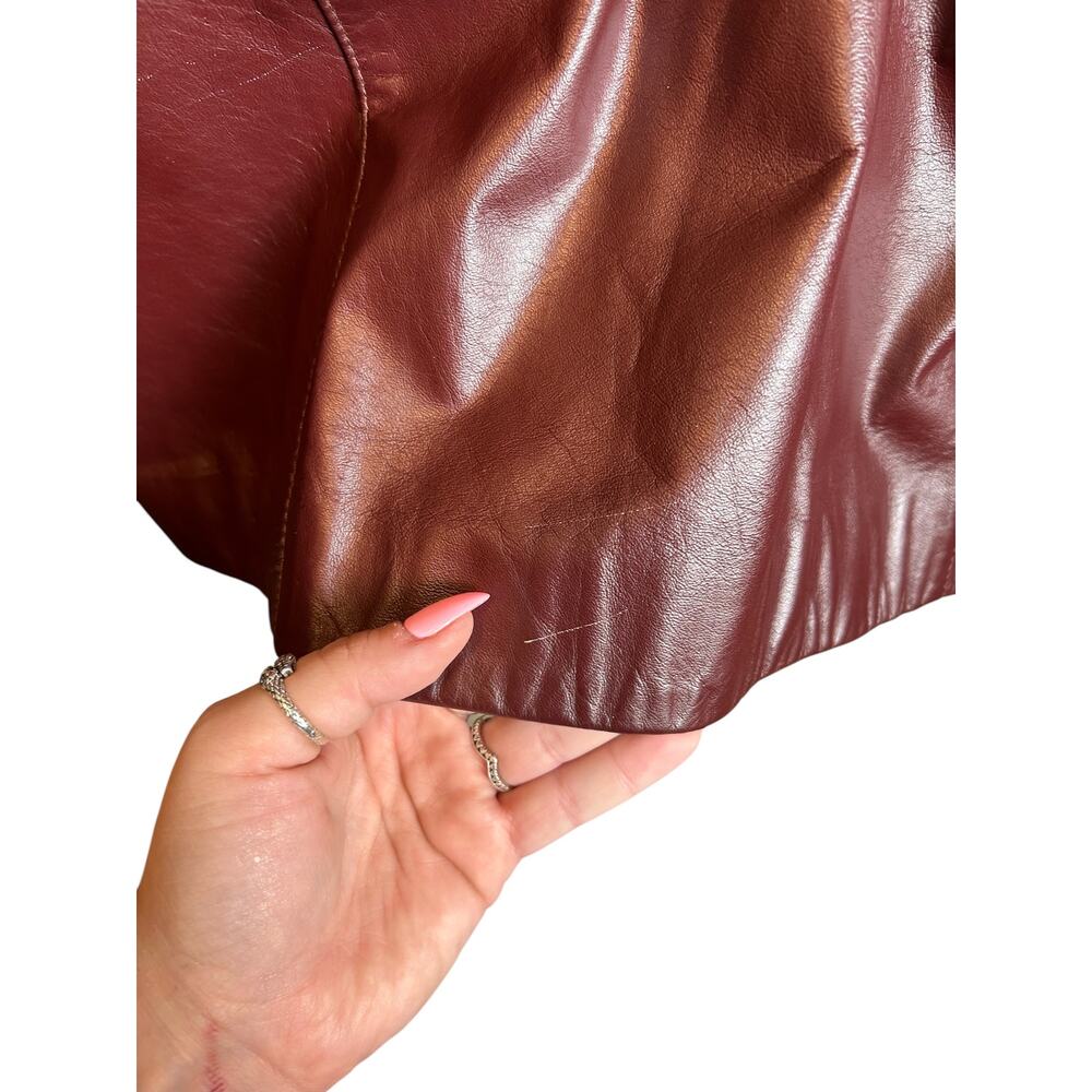 Vintage Etienne Aigner Burgundy Oxblood Leather Blazer Size 14 - Picture 7 of 11